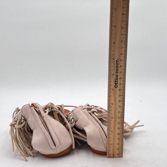 Women's Fringe Flat Thong Sandals T-strap Suede Comfy Back Zip Summer Roman Tass - Picture 4 of 6